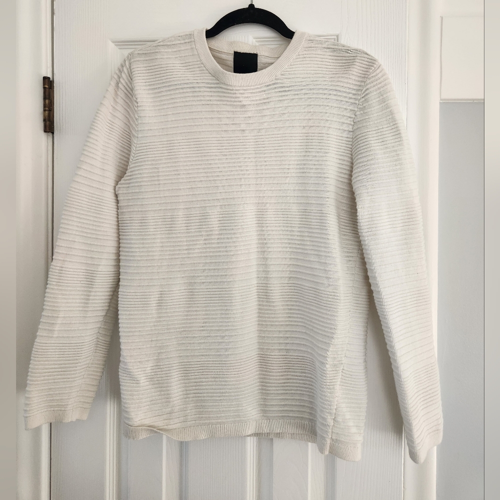 H&M White Ribbed Knit Sweater